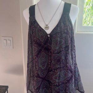 Flowy tank. Racer back velvet grey straps